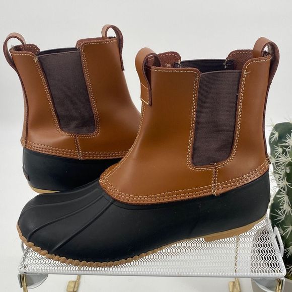 Lands' End Shoes Landsend Mens Chelsea Duck Boots Brown Leather